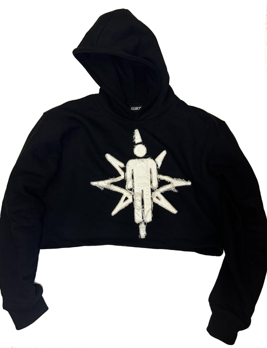 “Let it shine” cropped distressed hoodie