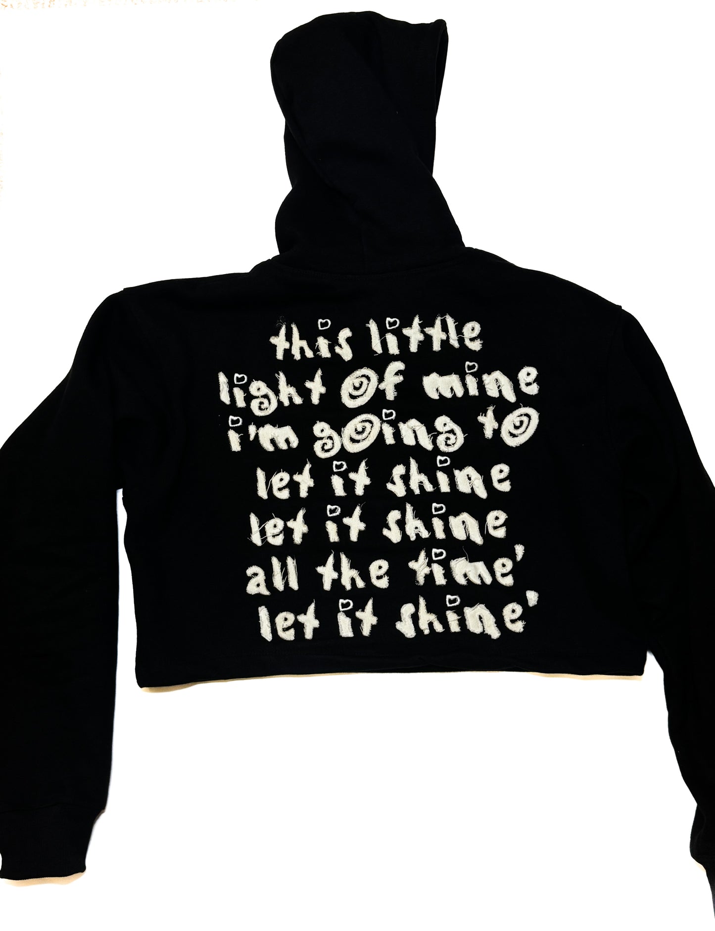 “Let it shine” cropped distressed hoodie