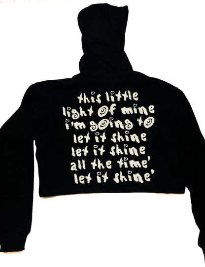 “Let it shine” cropped distressed hoodie