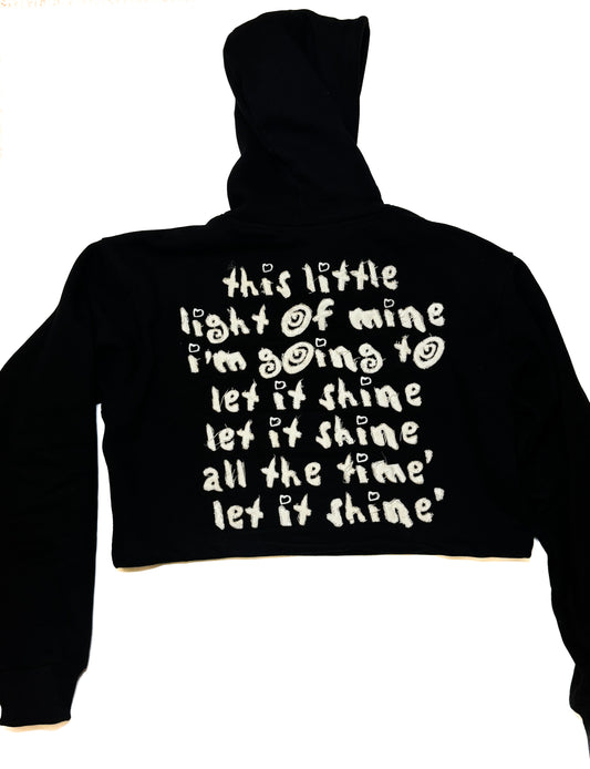 “Let it shine” cropped distressed hoodie